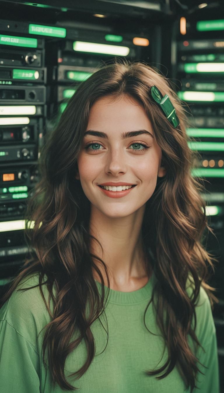 Adorable Girl Portrait in 90s Retro Style