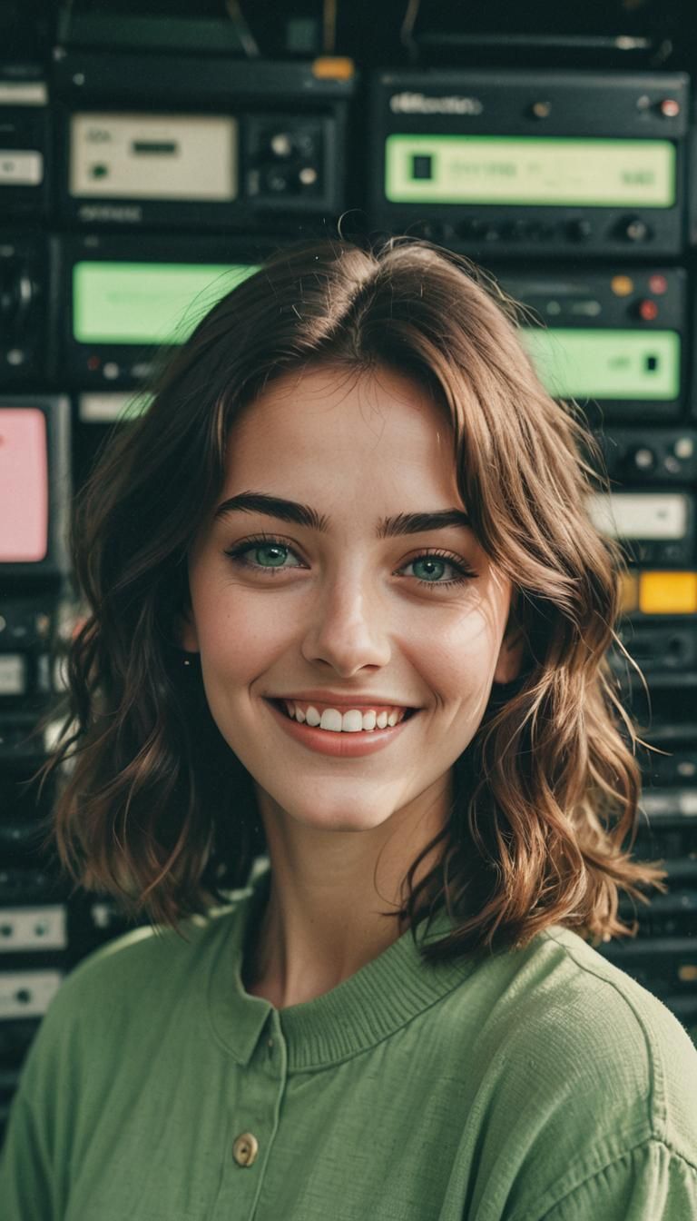 Adorable Girl in 90s Retro Photography Style