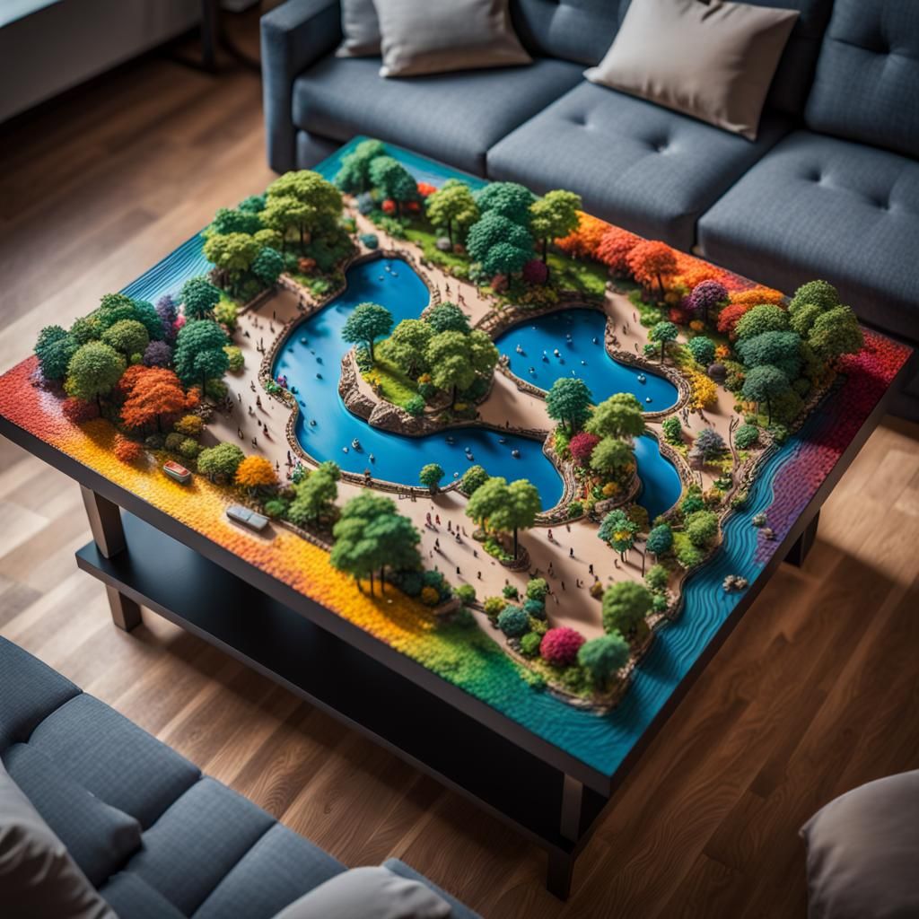 Miniature Central Park on Coffee Table, Splash Art
