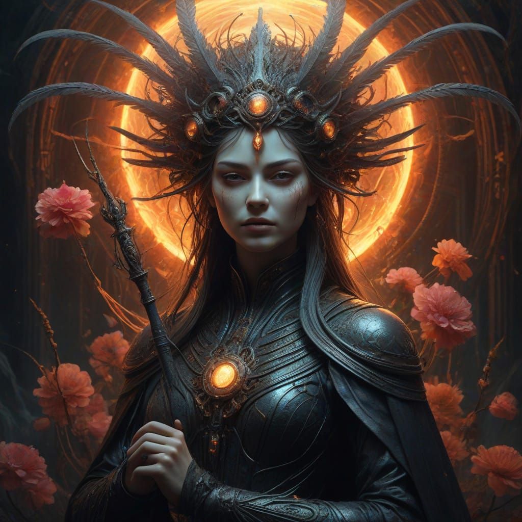 Surreal Goddess of Creation and Destruction in Biomechanical...