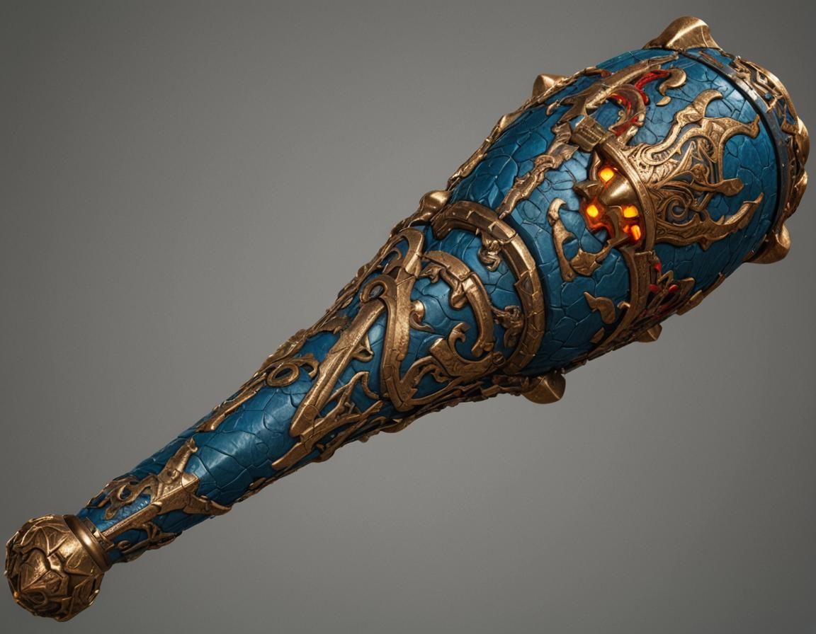 Detailed Wooden Mace Matte Painting in 8k