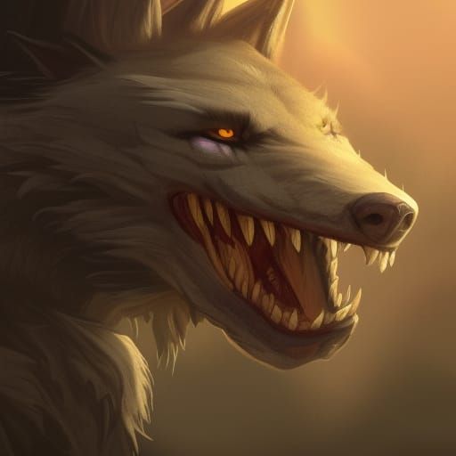 Happy Werewolf Mugshot in Detailed Digital Painting