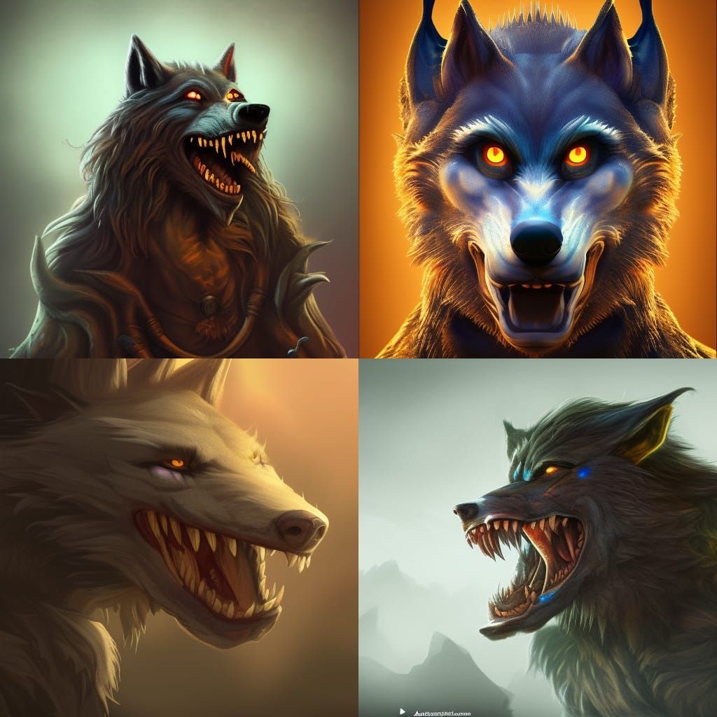 Happy Werewolf Mugshot: Detailed Matte Painting