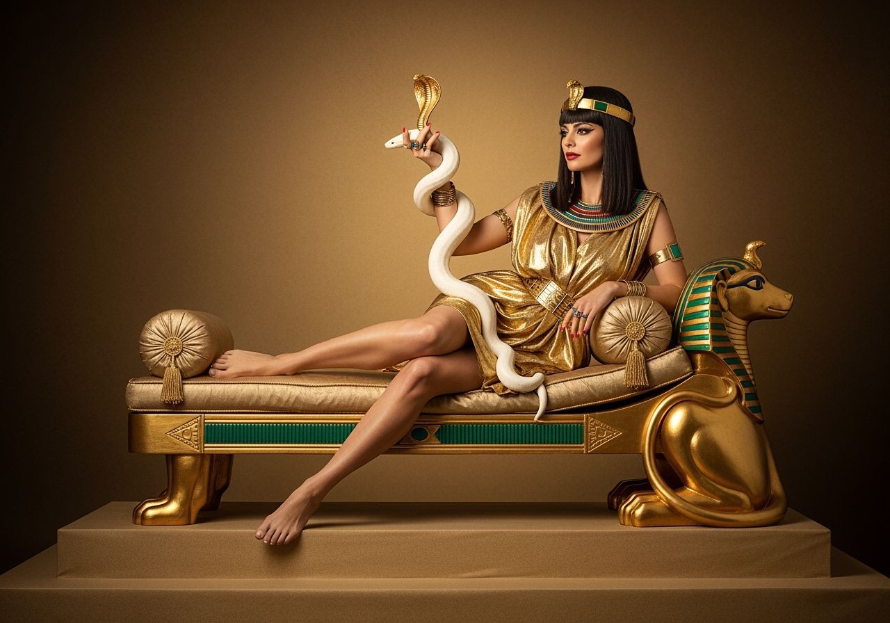 Egyptian Queen Lounging on Royal Chaise Lounge