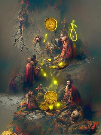 AI Generated Six of Pentacles Tarot Card