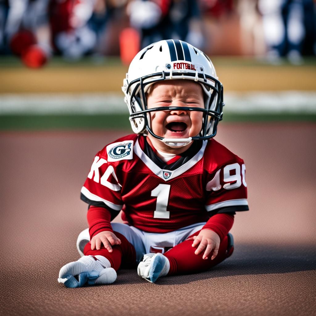 Crying Baby in Chiefs Gear
