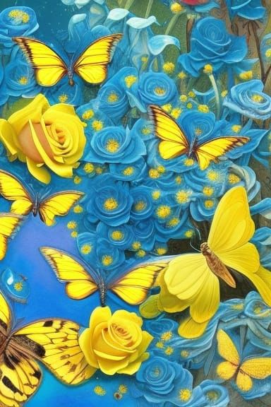 Melting Butterflies and Roses in Surreal Digital Art