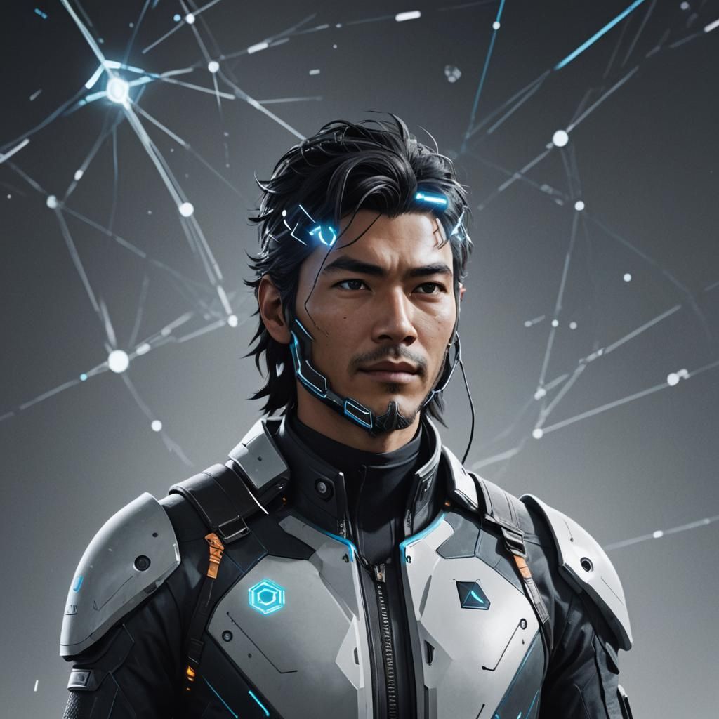 A cyber digital human being connecting with Starlink