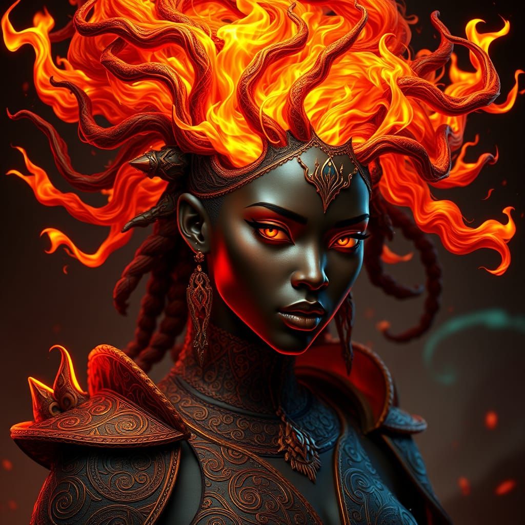 Mystical Ebony Goddess of Flame