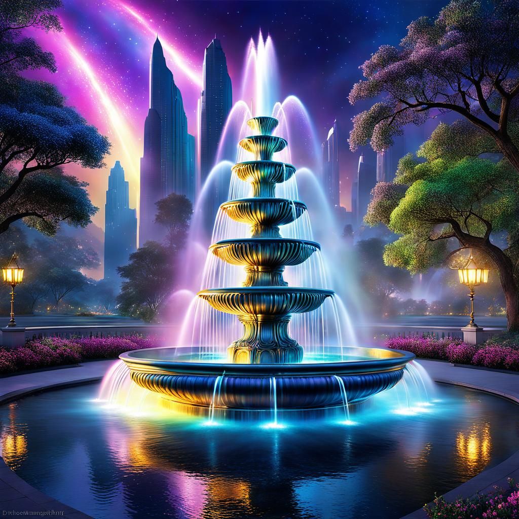 Galaxy Water Fountain with Luminescent Light