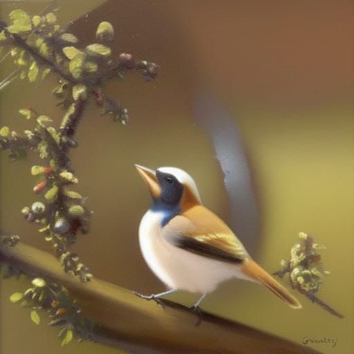 Bird Waits for Syrup: An Oil Painting