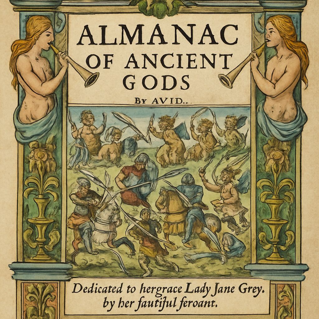 Medieval Almanac Frontispiece: Gods & Knights Engraving