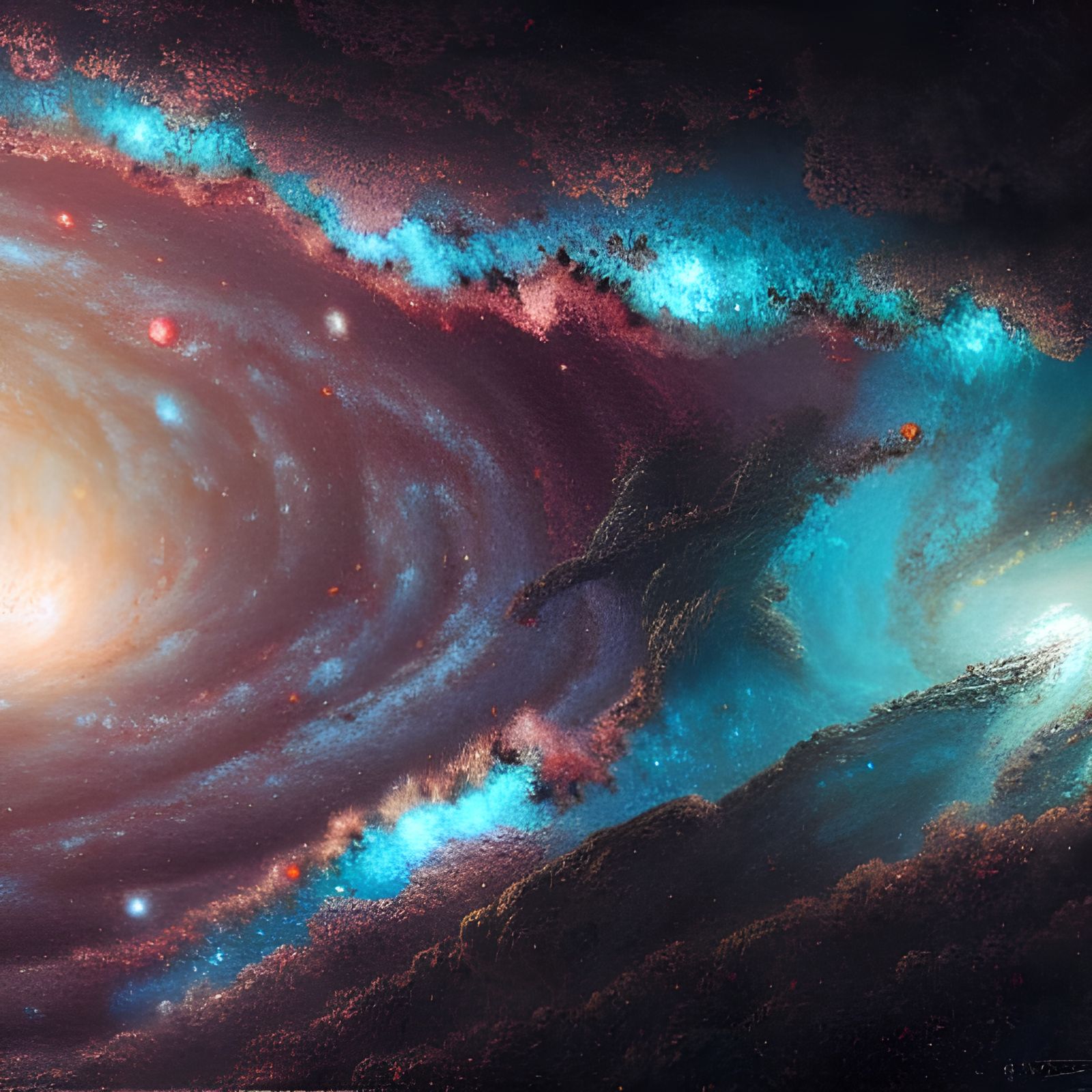 Crystallized Black Galaxy in Space: Detailed Fantasy Art