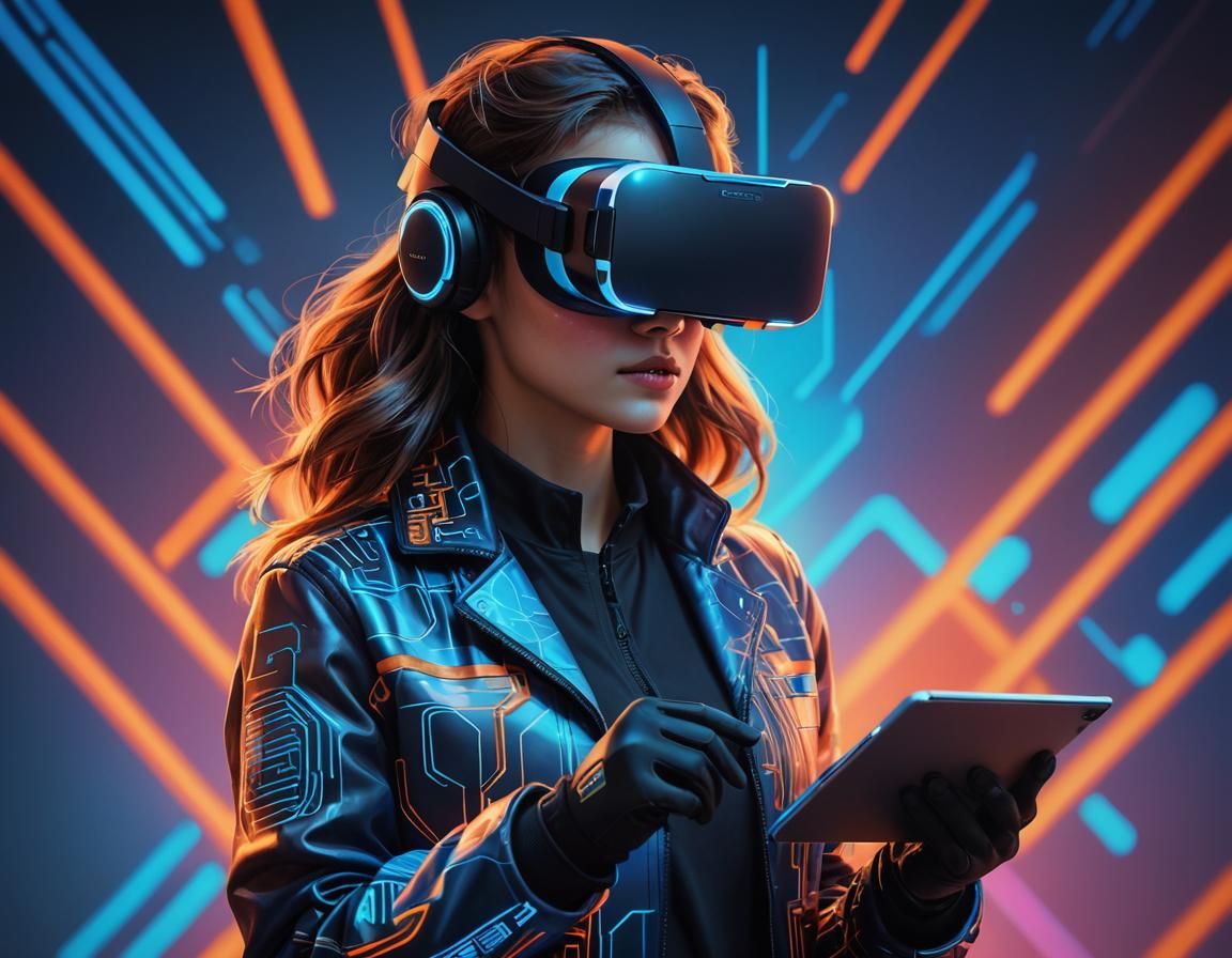 VR User in Futuristic Digital Art