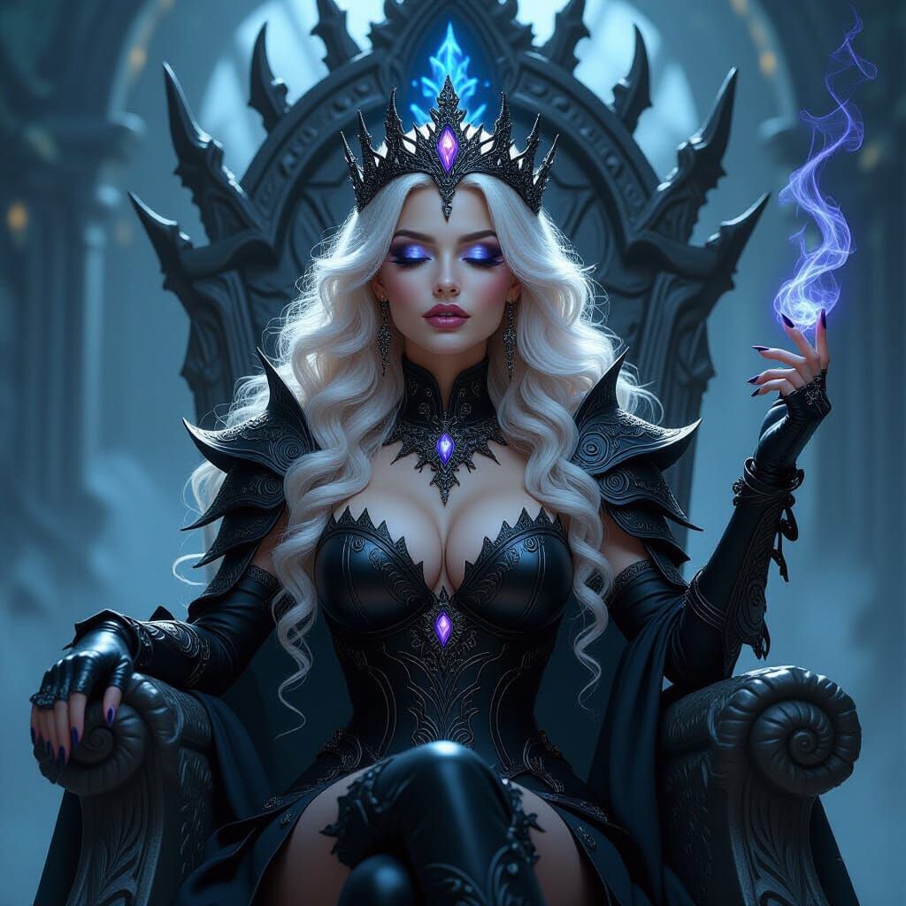 Gothic Sorceress on Onyx Throne