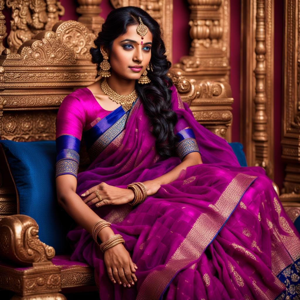 Elegant Woman in Traditional Indian Temple Setting
