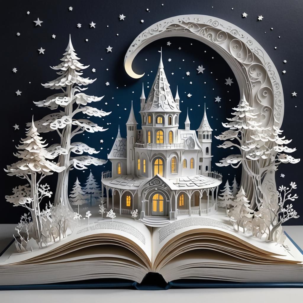Fantasy Paper Architecture in Pop-Up Book Style