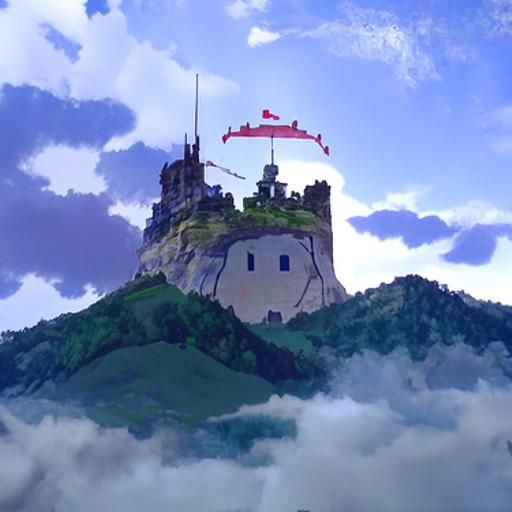 Anime Castle on Mountain, Ghibli-Style