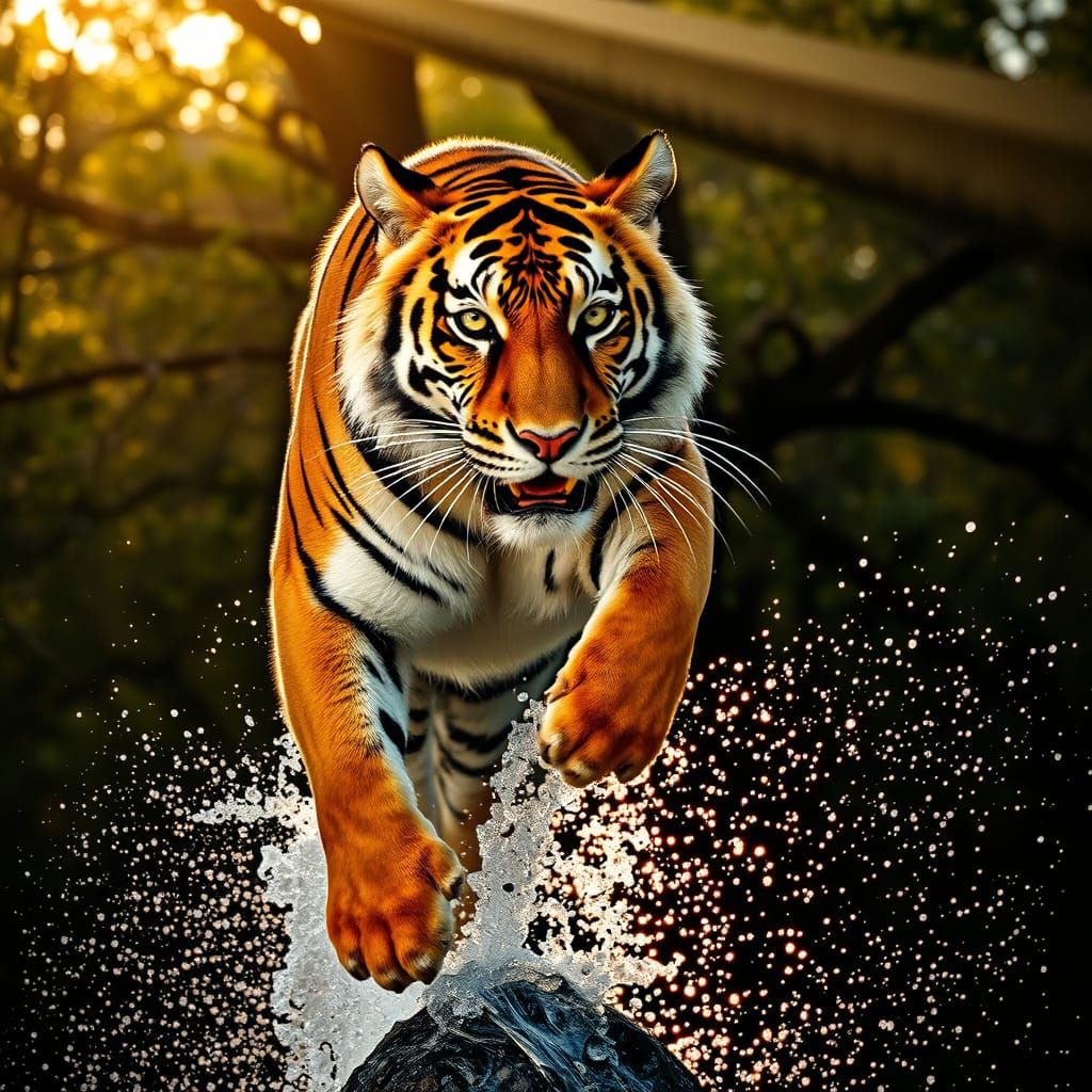 Majestic Bengal Tiger Hunting Graceful Gazelle