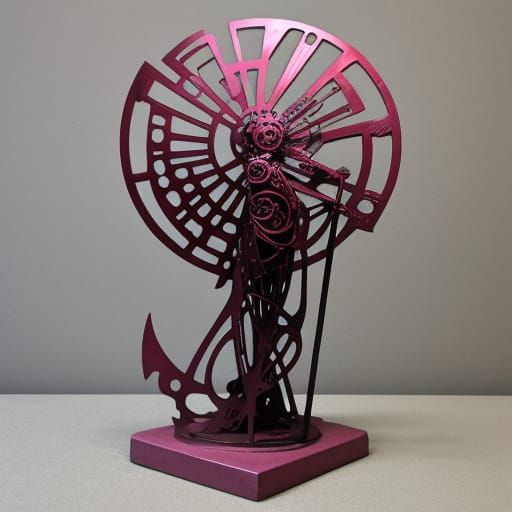 Futuristic Sculpture Blends Brutalist and Art Nouveau Elegan...