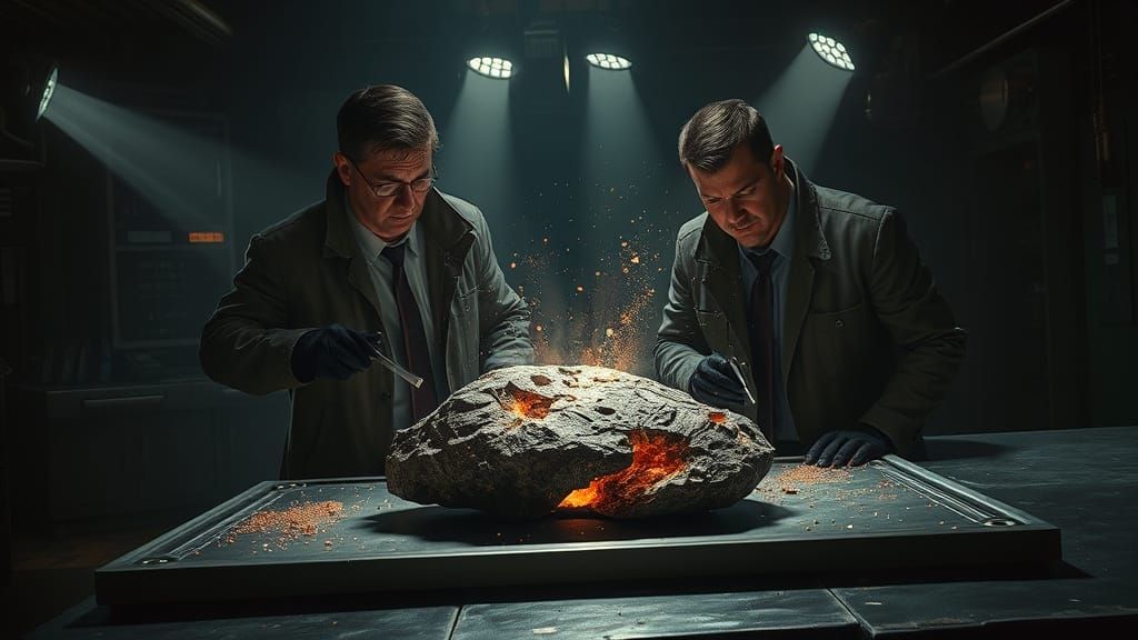 Covert Agents Examine Glowing DNA From Meteorite in Retro La...