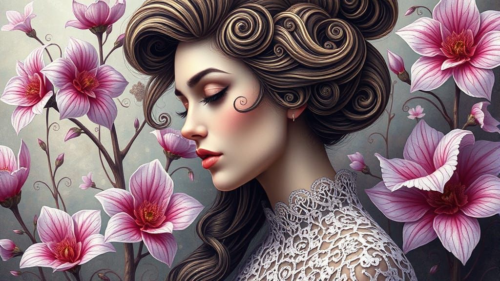 Fractal Goddess Blooms with Mandelbrot Beauty