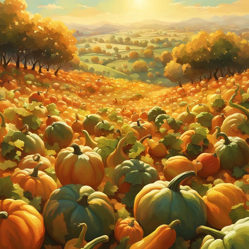 Gourds in Sunlight: Hyperrealistic Concept Art