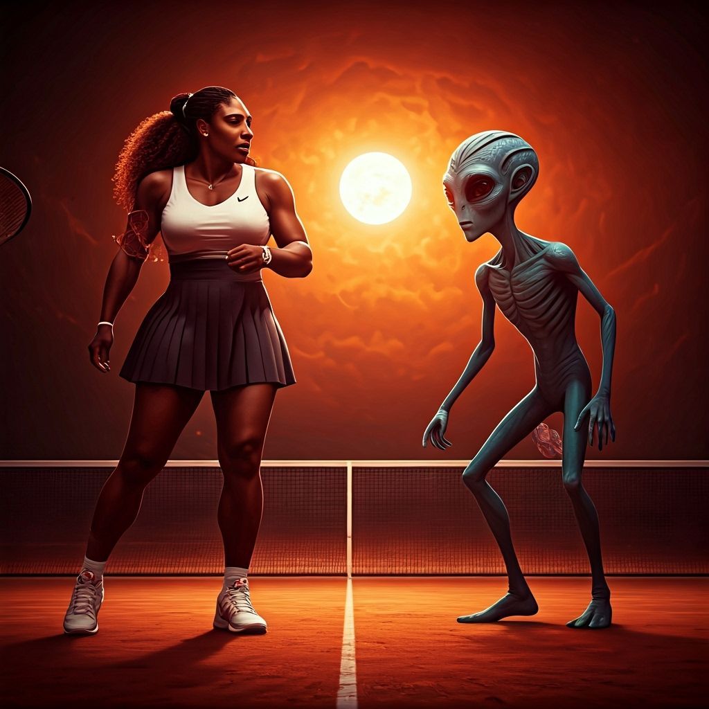 Serena Williams vs an alien tennis star on the martian tenni...