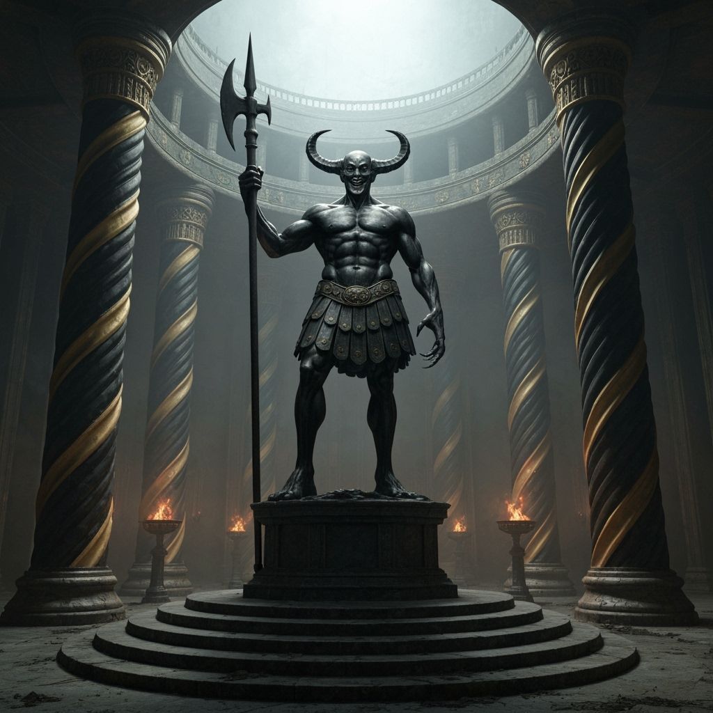 Colossal Basalt Statue in Dark Fantasy Style