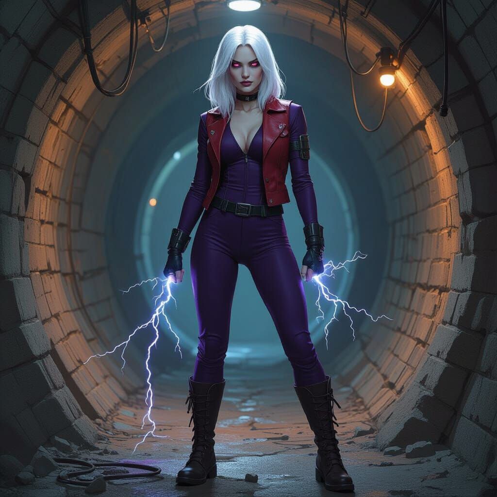 Electric Eve: Morlock Warrior in Dark Comic Style