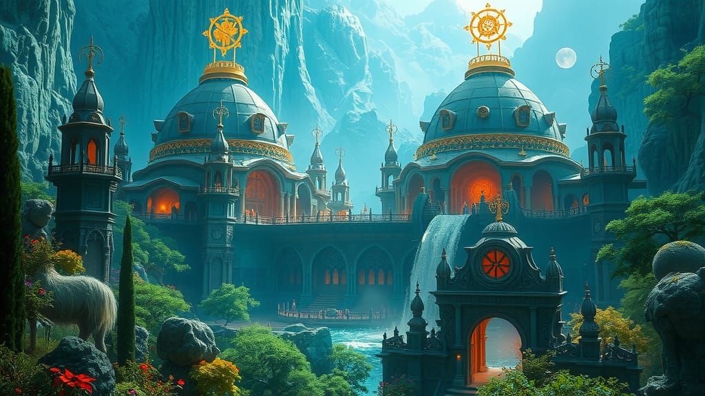 Ethereal Thundra Kingdom: Shimmering Blues and Emerald Green...