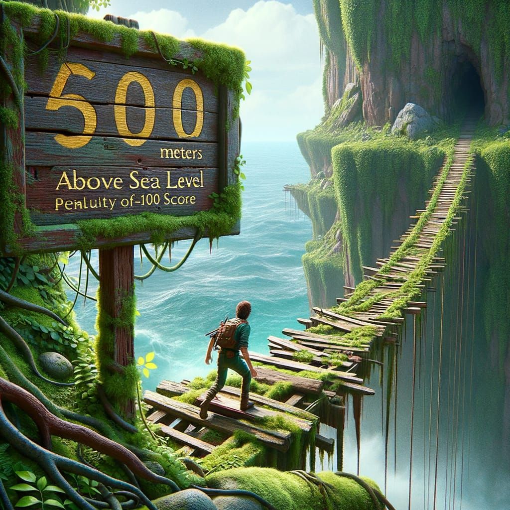 3D Character on Collapsing Bridge in Video Game