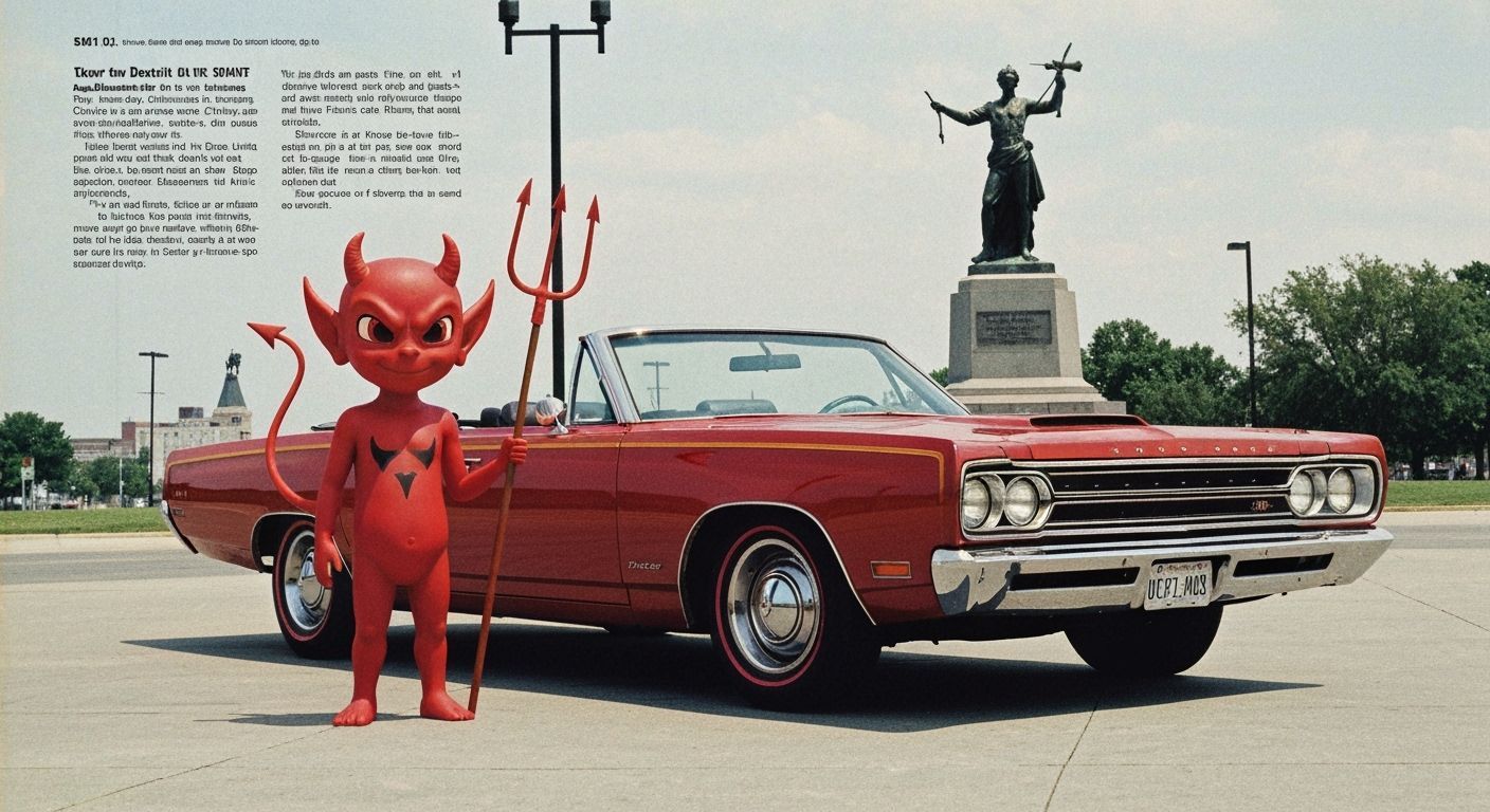 1968 Detroit Muscle Car Ad With Cute Devil