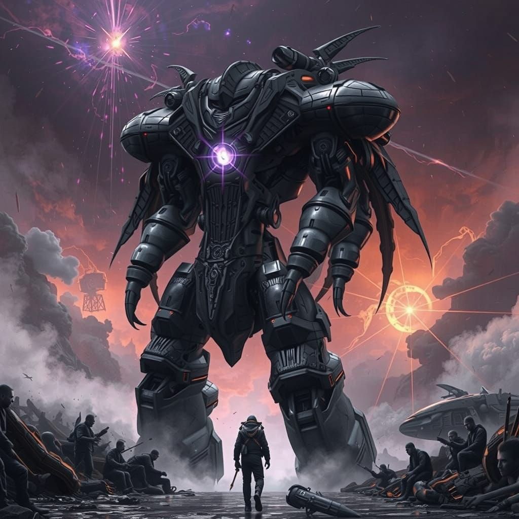 Ominous Bio-Mechanical Alien Warship in Nebula