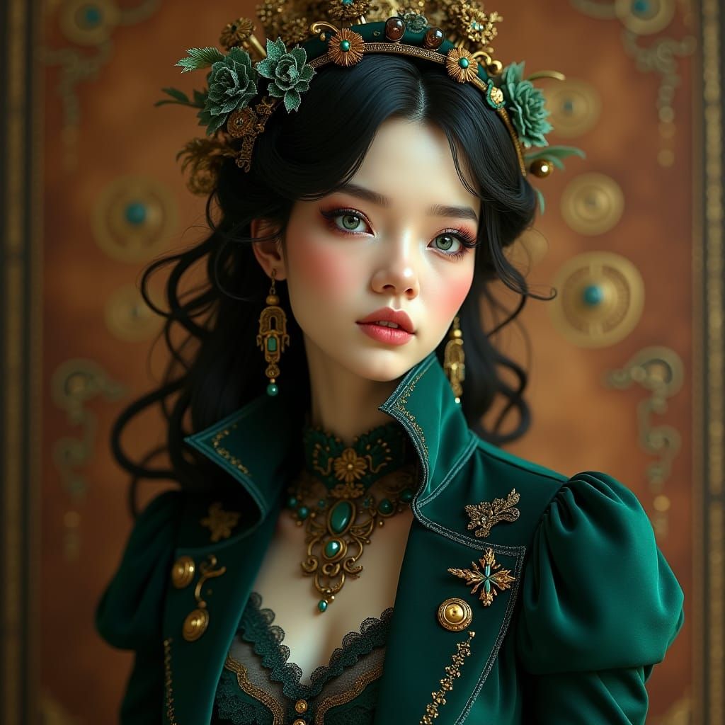 Steampunk Woman Portrait in Victorian Style