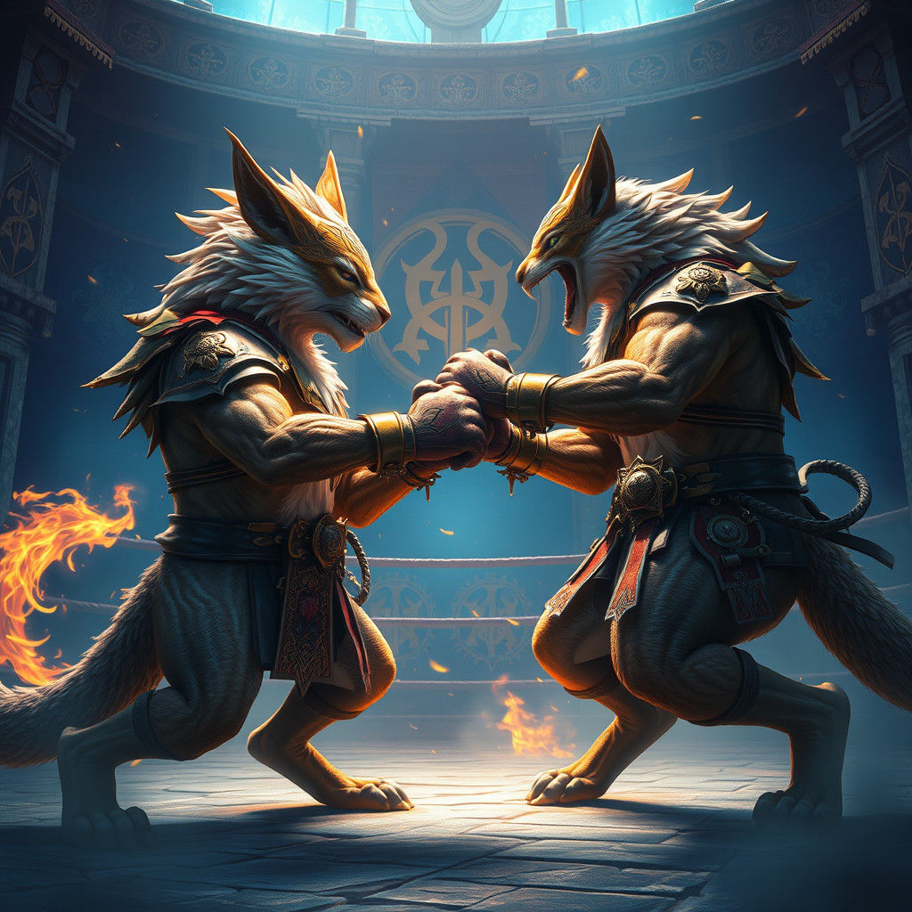 Mythical Armored Animals Boxing in Dream Arena