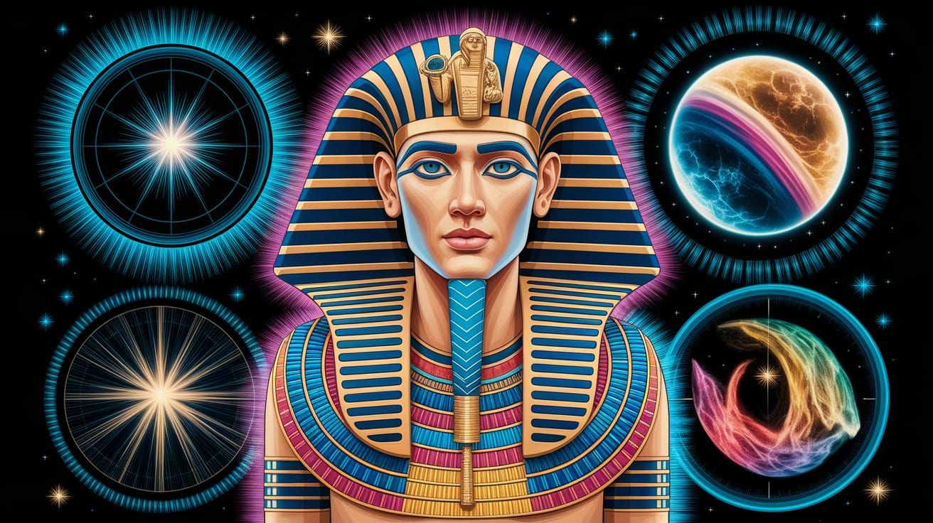 Metaphysical Egyptian Man in Astral Watercolor Style