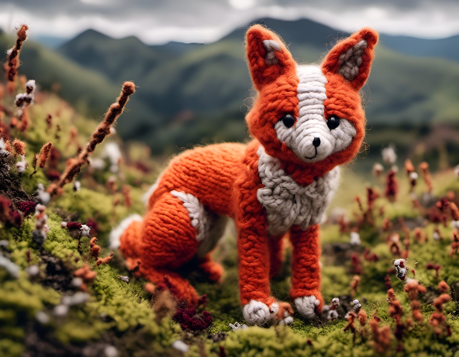 Yarn Texture Fox Portrait