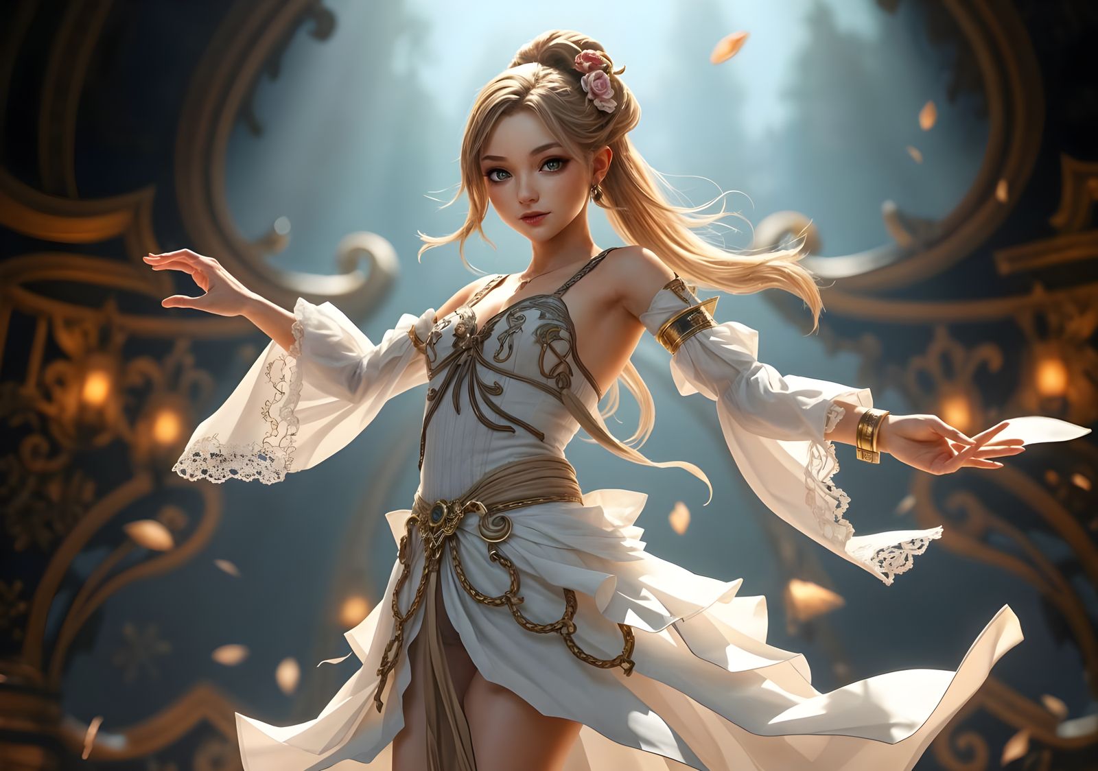 Beautiful Dancer Girl in Final Fantasy 14, 8K