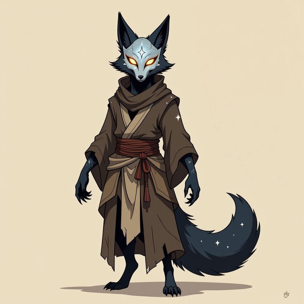 Demonic Fox Spirit with Starlight Void Body in Concept Art S...