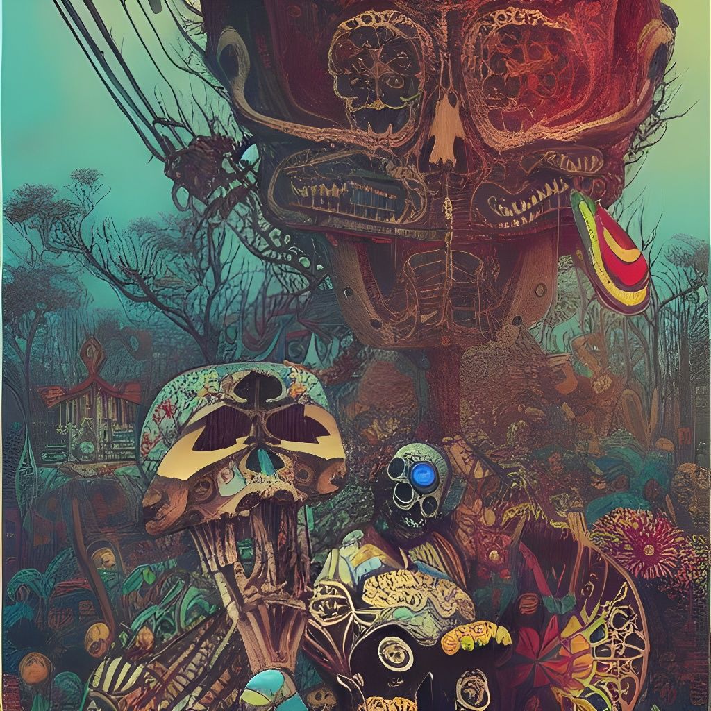 Intricate Mexican Skulls Matte Painting