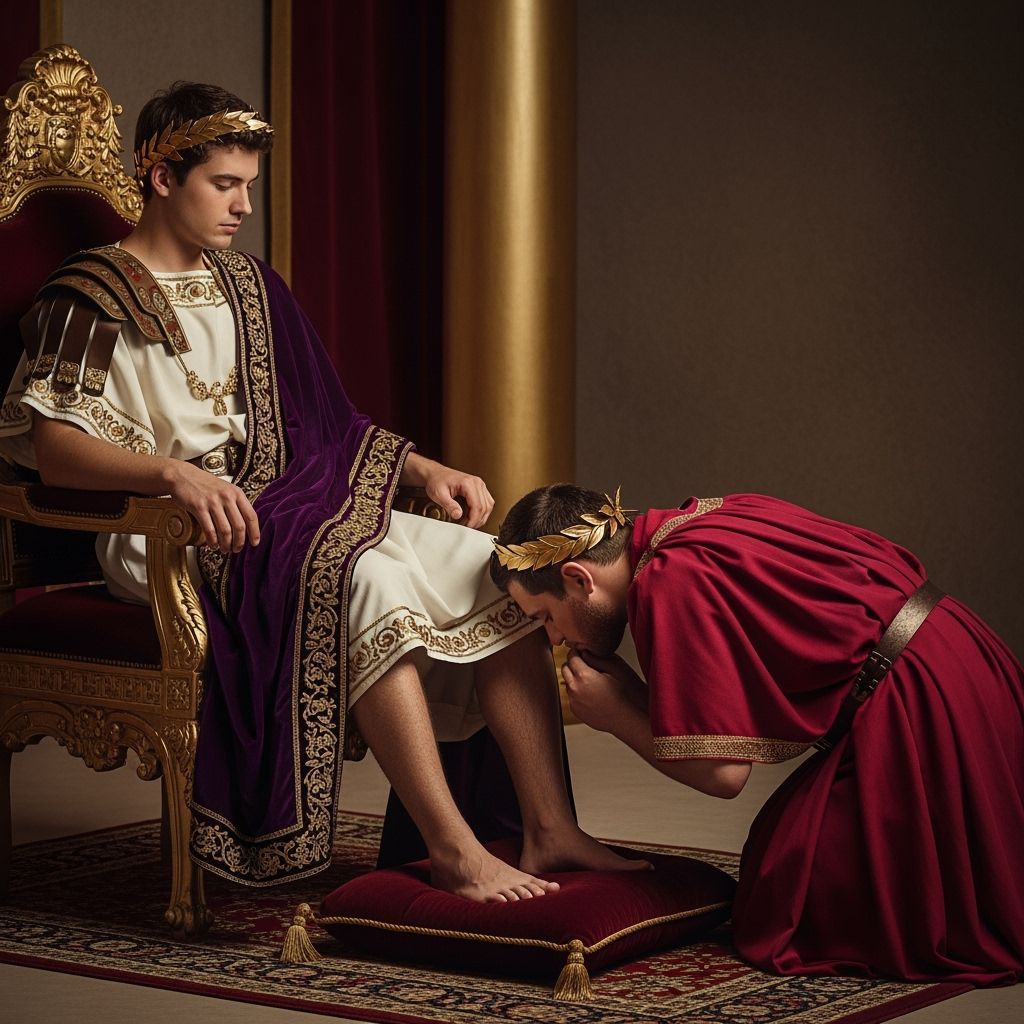 Young Roman Emperor on Gold Throne, Professional Photography