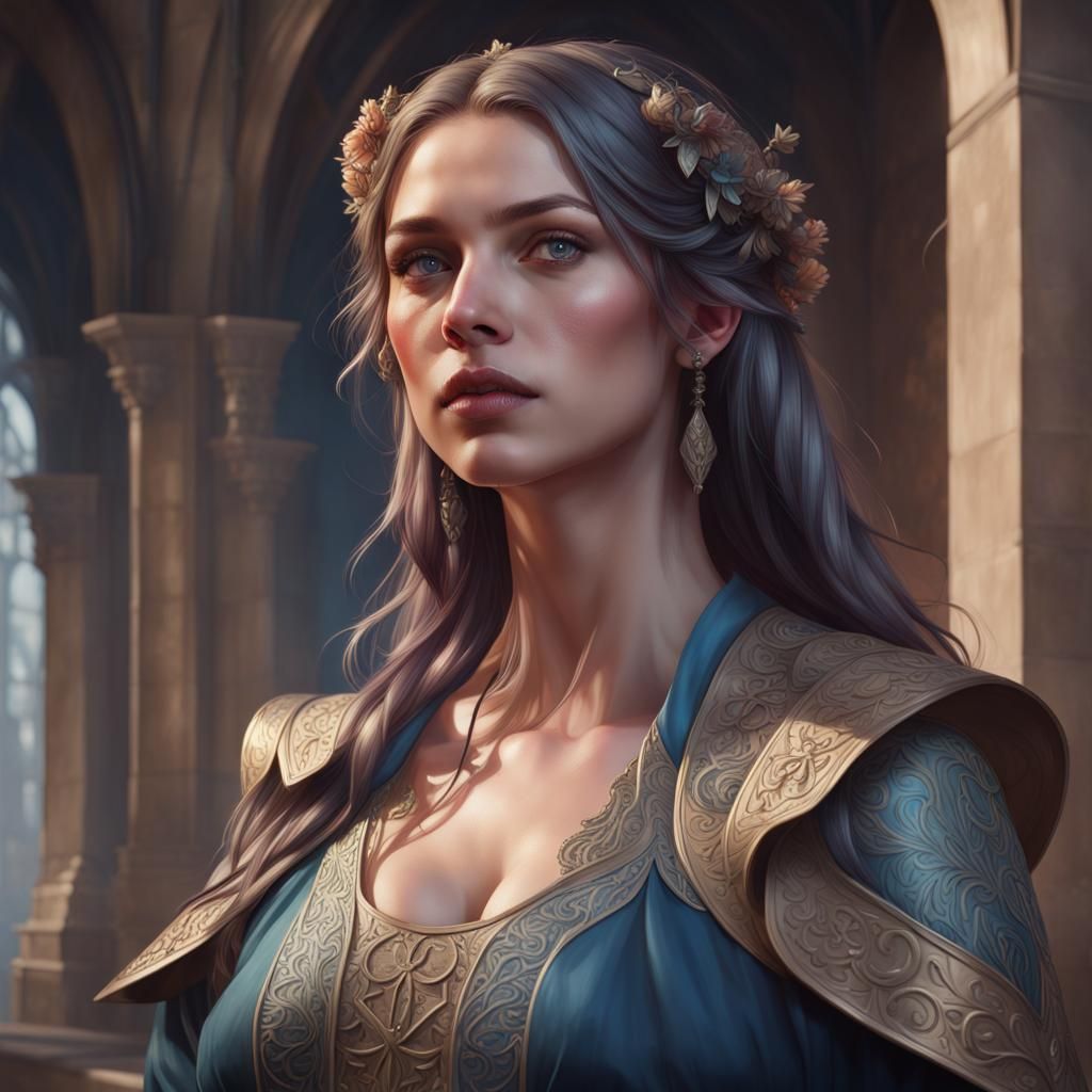 Medieval Portrait in Hyperdetailed Digital Art Style