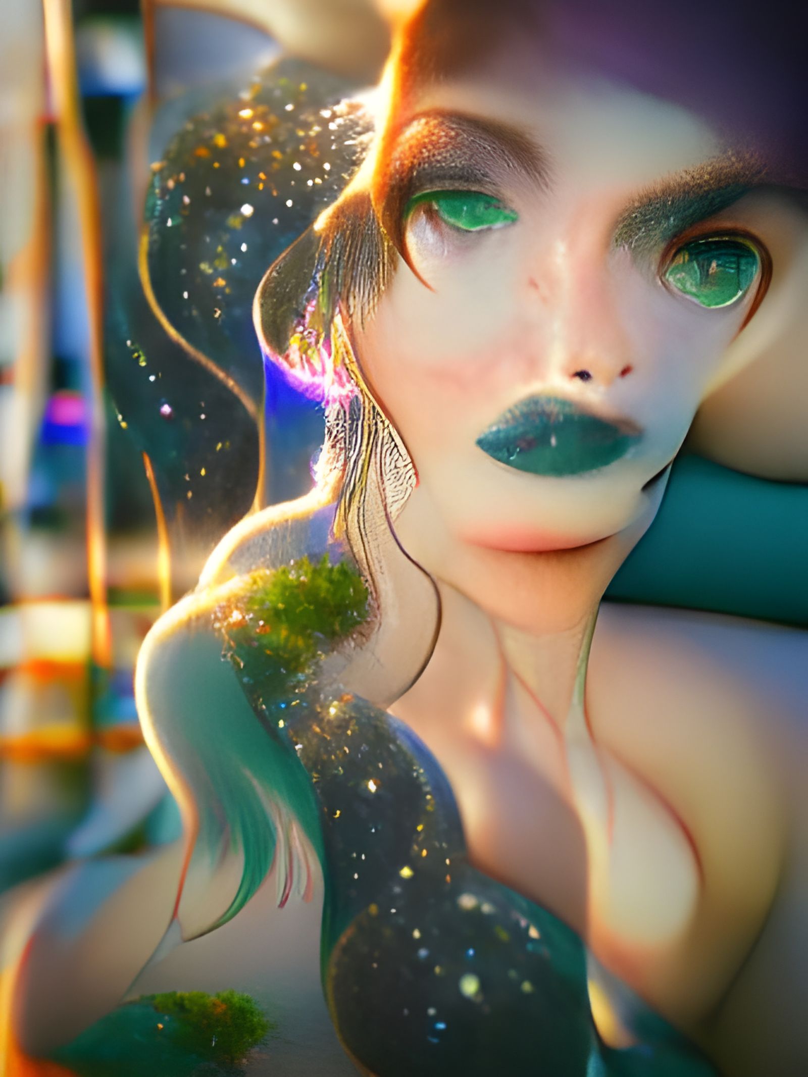 Cosmic Mermaid in Ethereal Dreamscape, Cel-Shaded Render