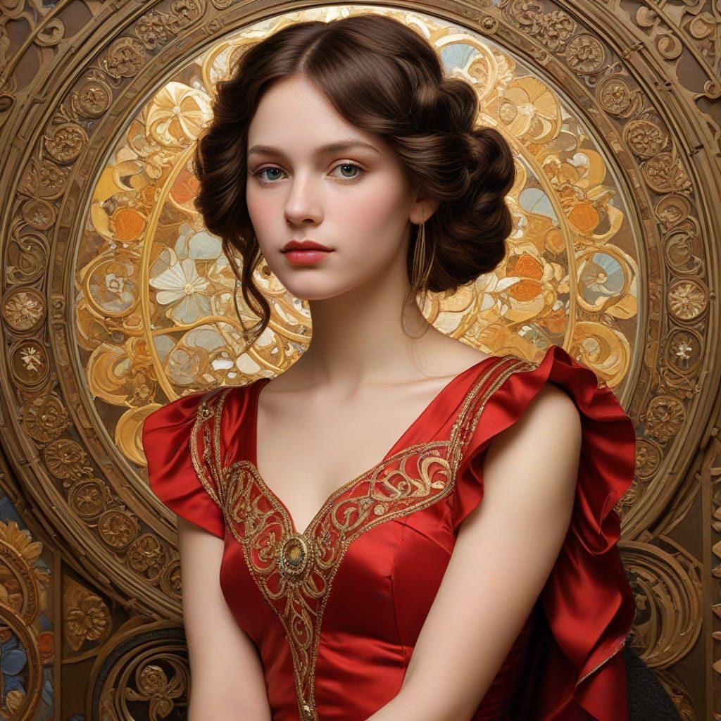 Elegant Young Woman in Festive Holiday Attire