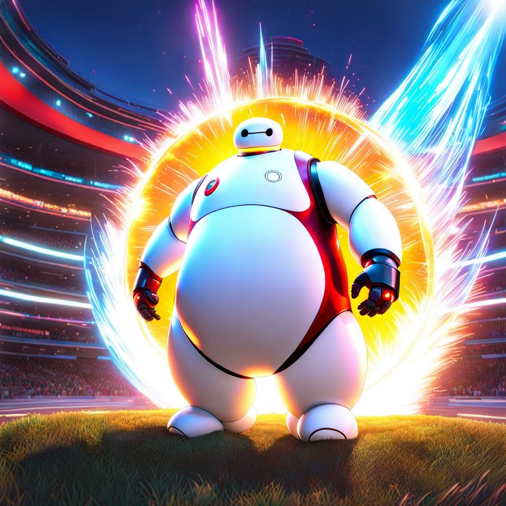 Baymax arrived in stadium for a health checkup