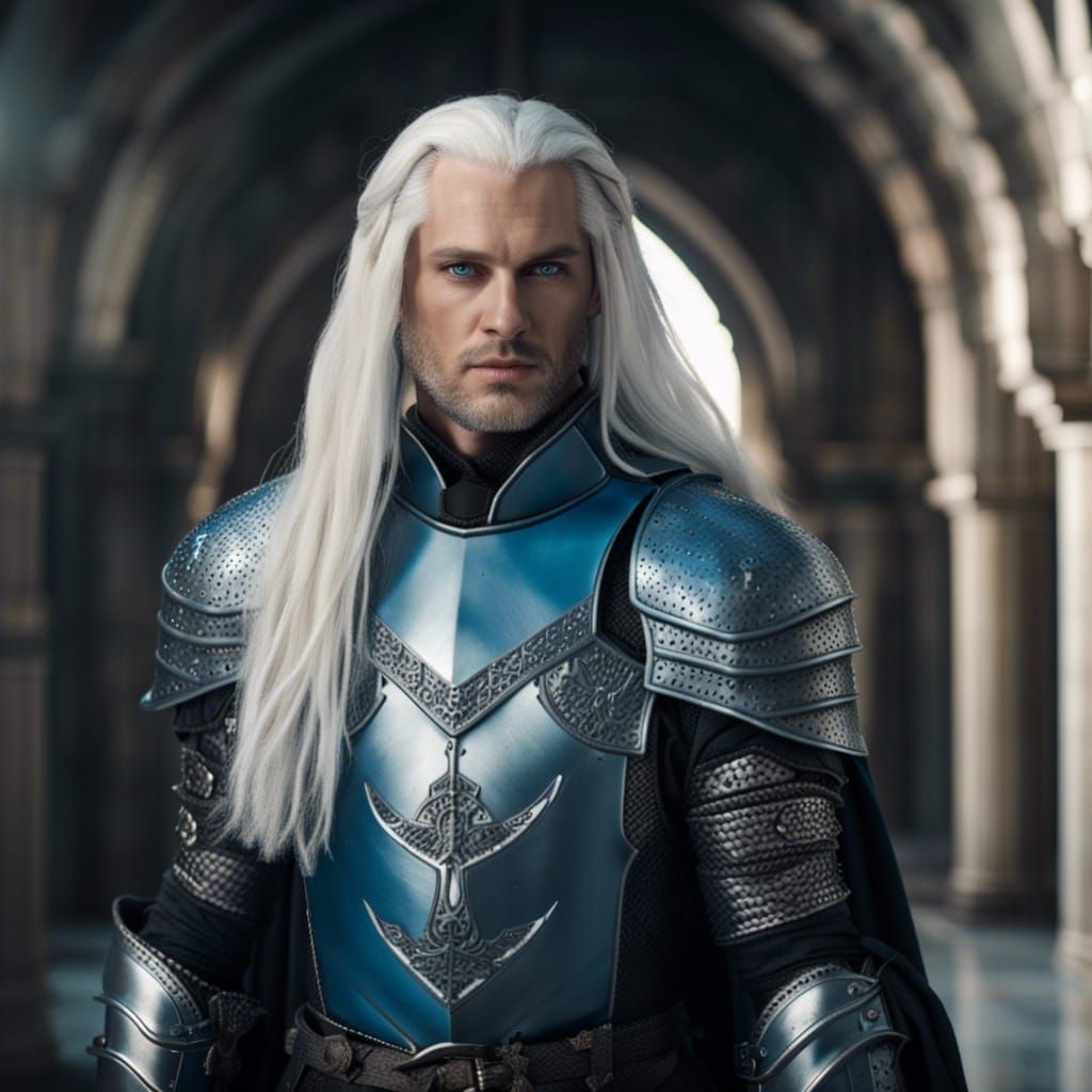 Valyrian Warrior with Platinum Hair in Silver Armor