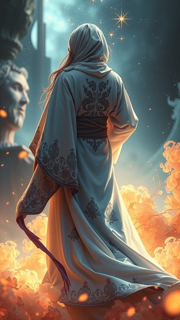 Divine Fantasy Robe with Celestial Patterns