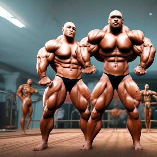 Extreme Bodybuilding Competition in 3D Game Style