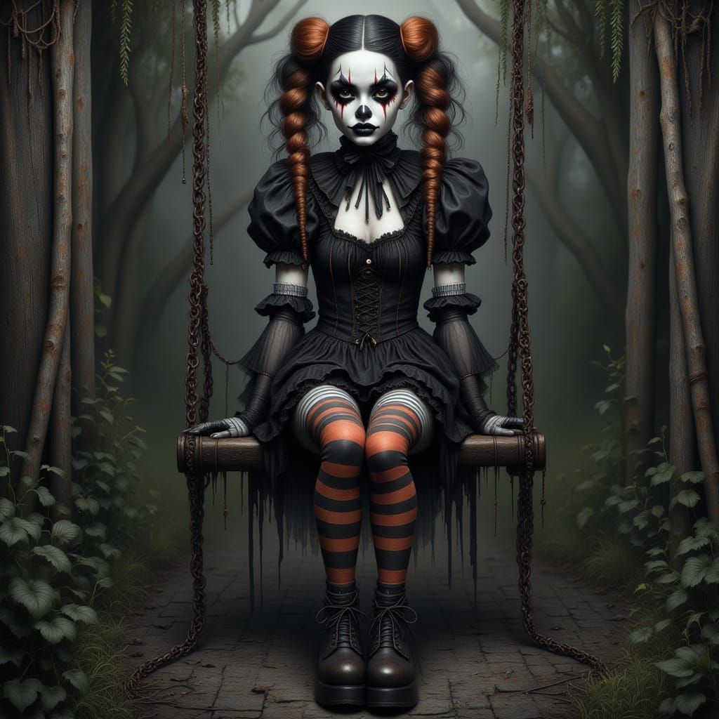 Gothic Clown in Dark Surrealist Digital Art